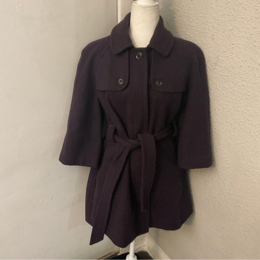 GAP Purple Belted Pea Coat M Indie Vanguard Classic Preppy Corporate Academia